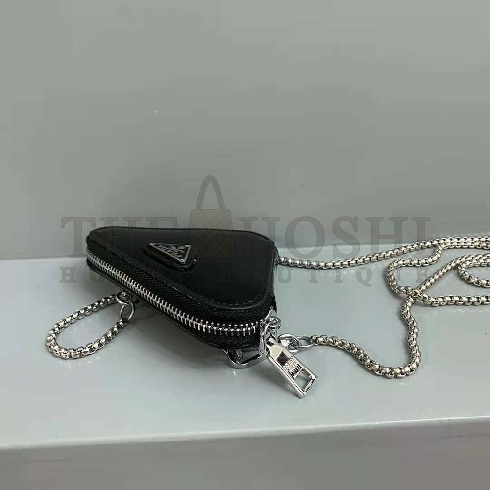 Pra*a Women Brushed Leather Mini-Pouch-Black Master Quality