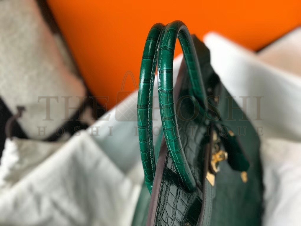 H**me5 Birkin 30cm Bag In Green Embossed Crocodile Leather Master Quality