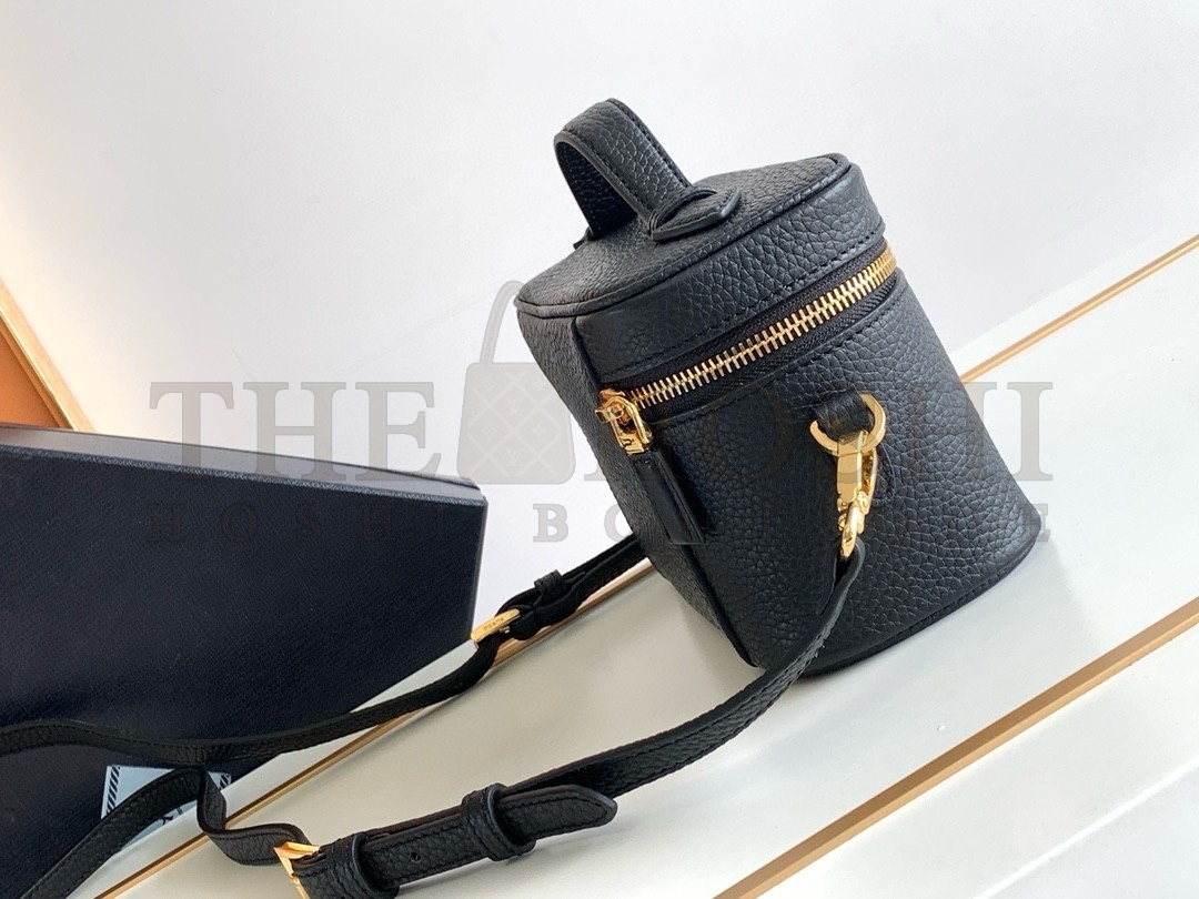 Pra*a Mini Vanity Bag in Black Grained Leather Master Quality