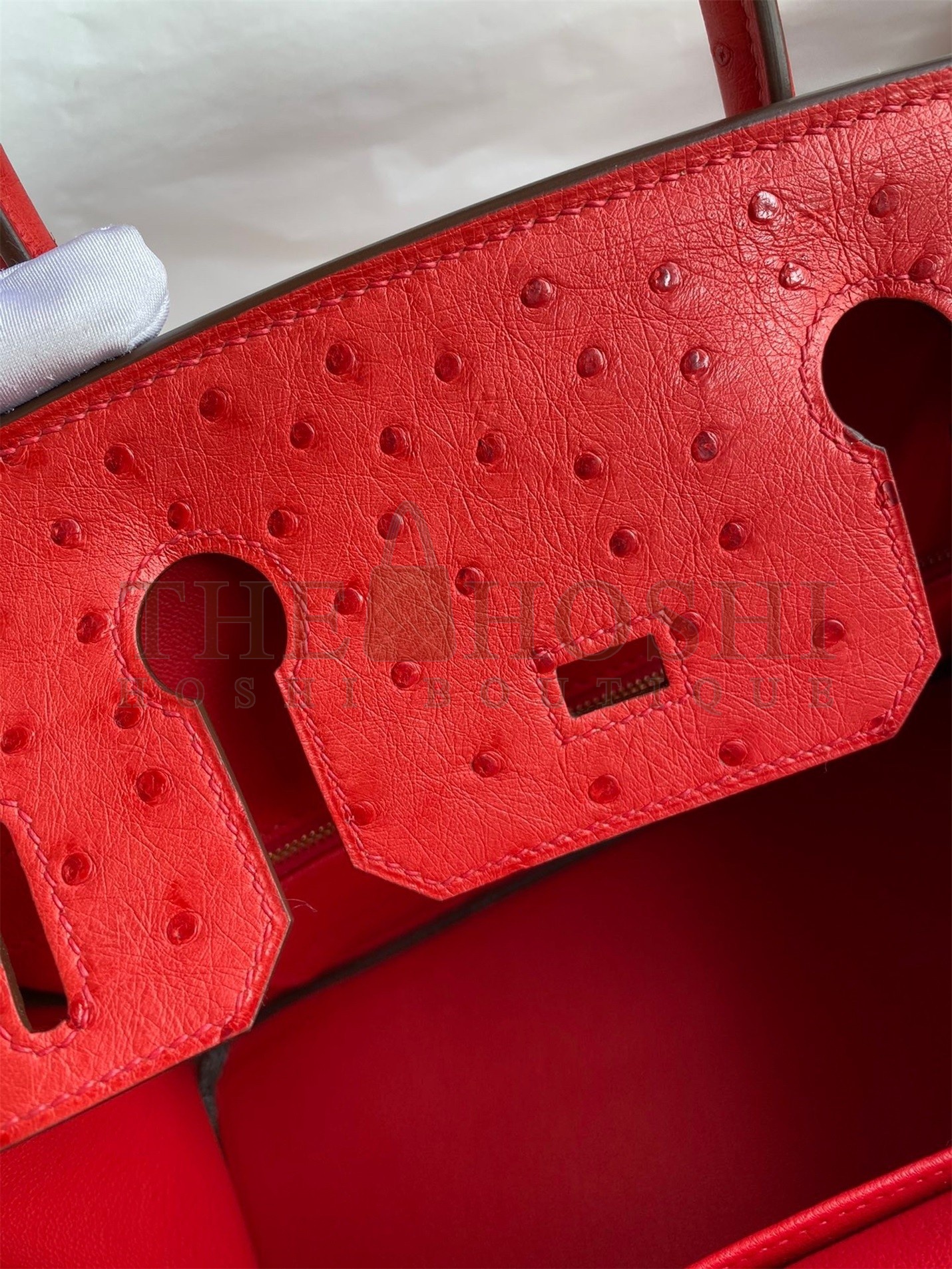 H**me5 Birkin 30 Retourne Handmade Bag In Red Ostrich Leather Master Quality