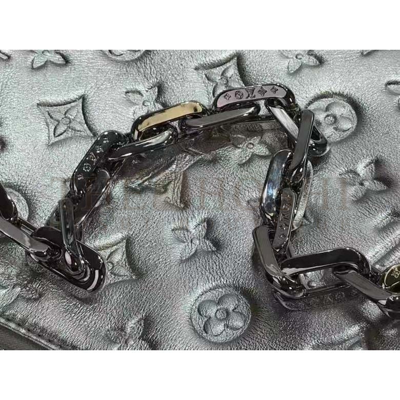 L0vis Vvtt0n LV Women Coussin BB Handbag Silver Monogram Embossed Puffy Lambskin Master Quality