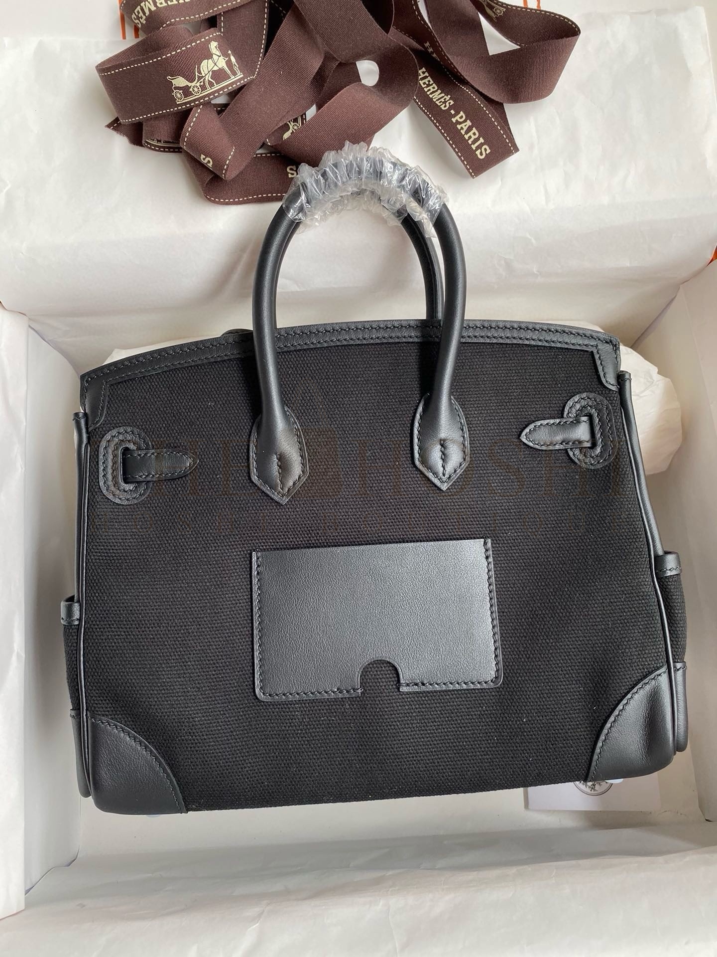 H**me5 Birkin Cargo 25 Bag in Black Toile and Swift Leather Master Quality