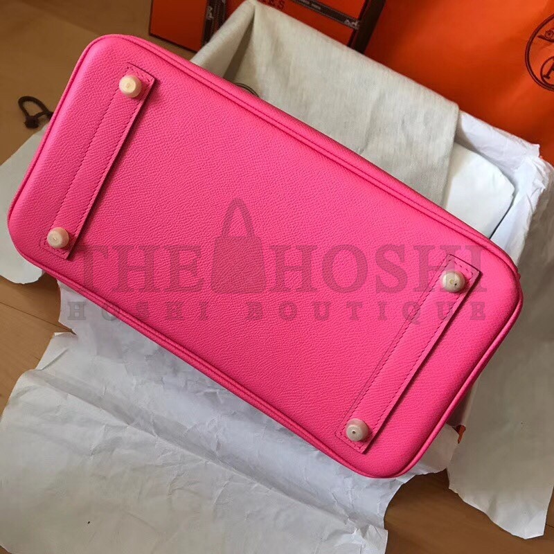 H**me5 Rose Lipstick Birkin 30cm Epsom Handmade Bag Master Quality