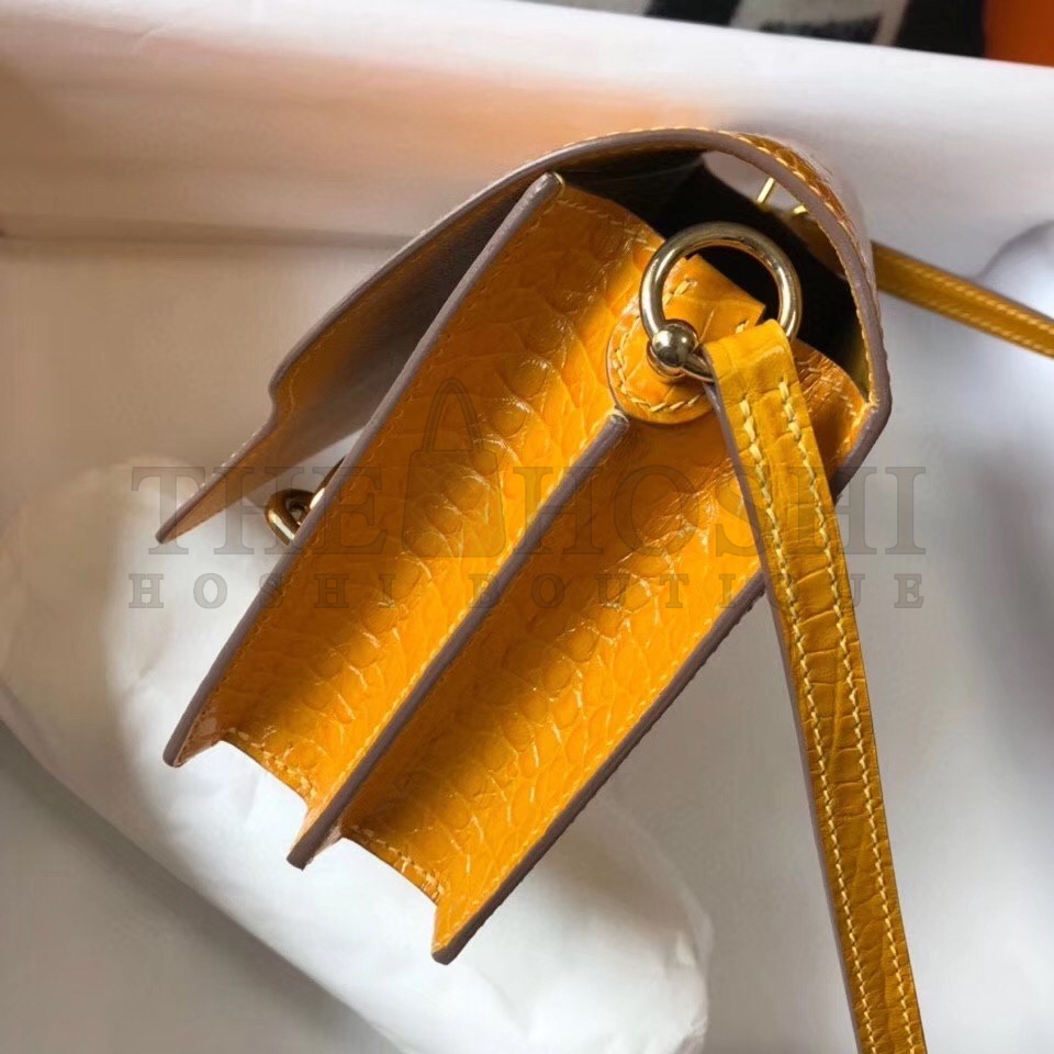 H**me5 Roulis Mini Bag In Yellow Embossed Crocodile Calfskin Master Quality