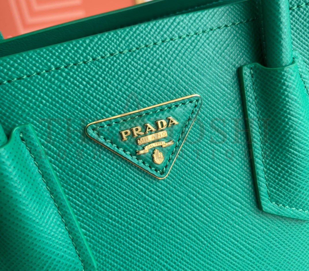 Pra*a Double Mini Bag In Green Saffiano Leather Master Quality