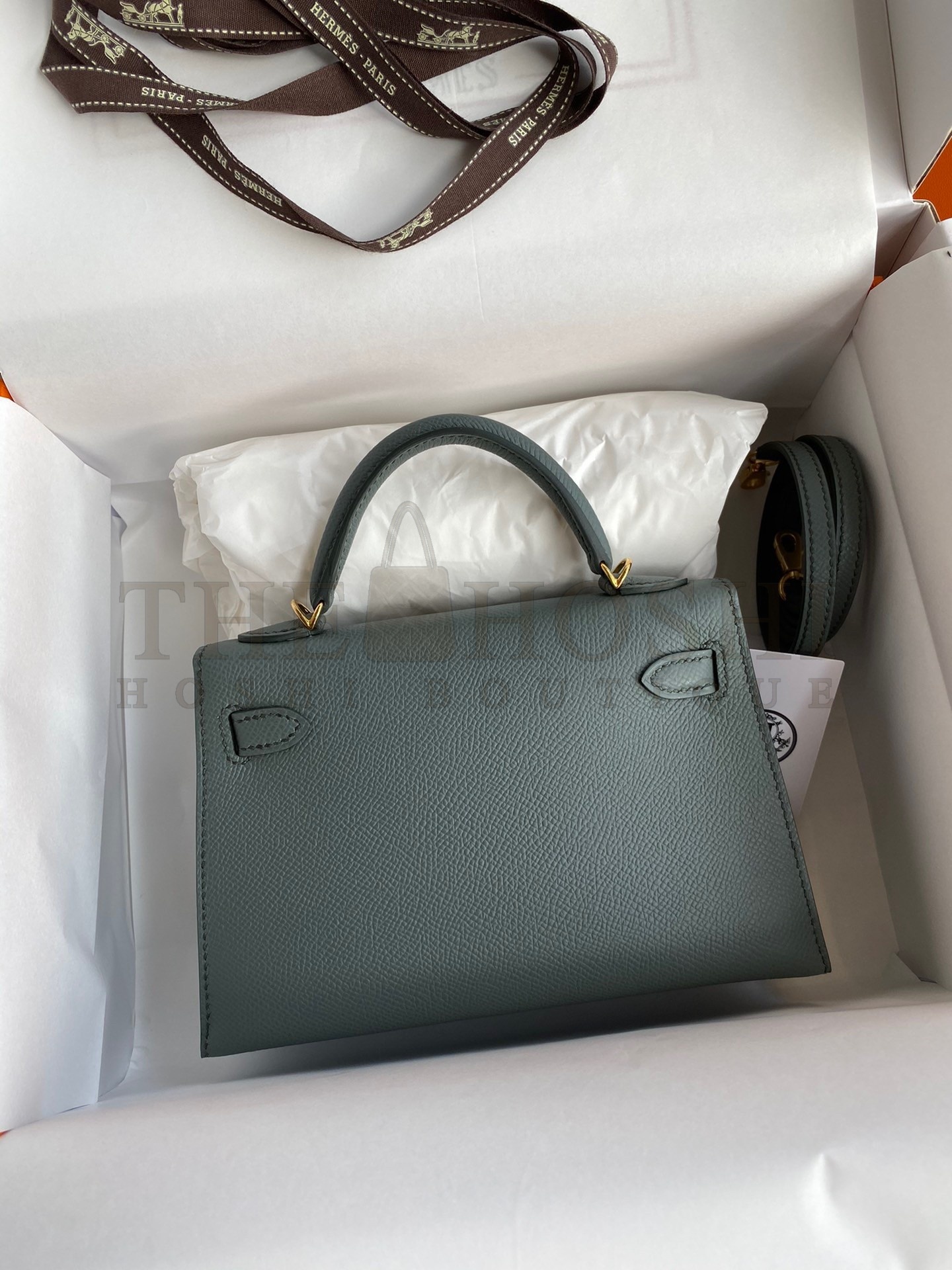 H**me5 Kelly Mini II Sellier Handmade Bag In Vert Amande Epsom Calfskin Master Quality