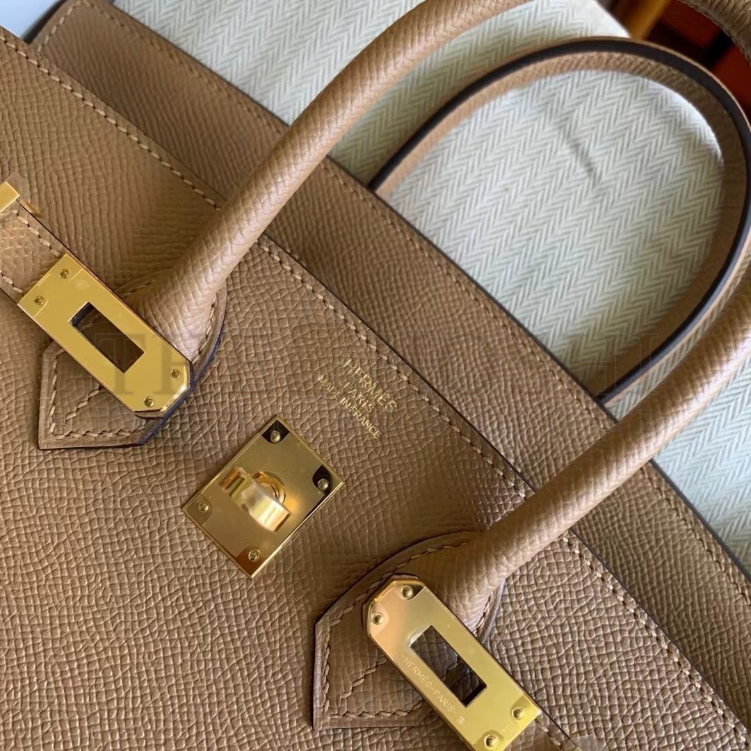 H**me5 Birkin 25 Sellier Handmade Bag In Chai Epsom Calfskin Master Quality