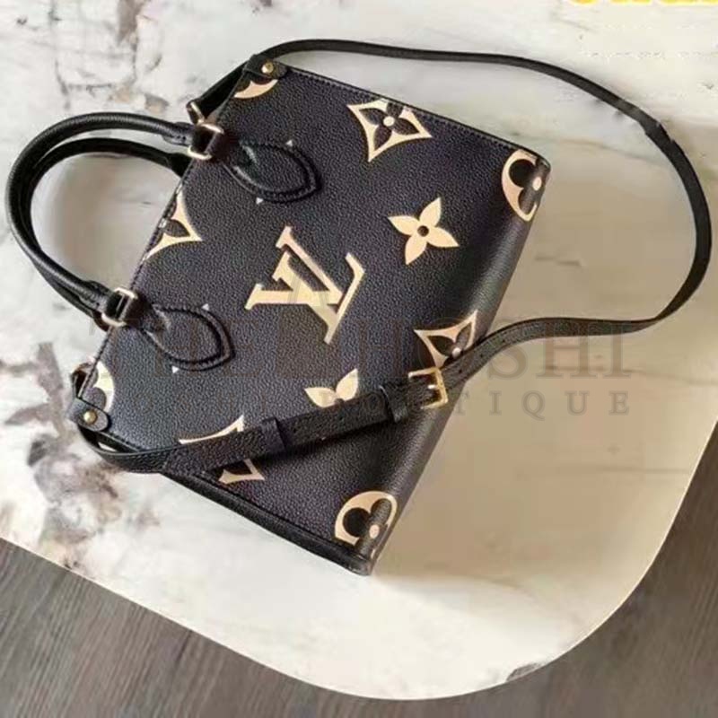 L0vis Vvtt0n LV Women Onthego Tote Black Embossed Grained Cowhide Leather PM M45659 (25 x 19 x 11.5 cm) GM M45945 (41 x 34 x 19 cm) Master Quality