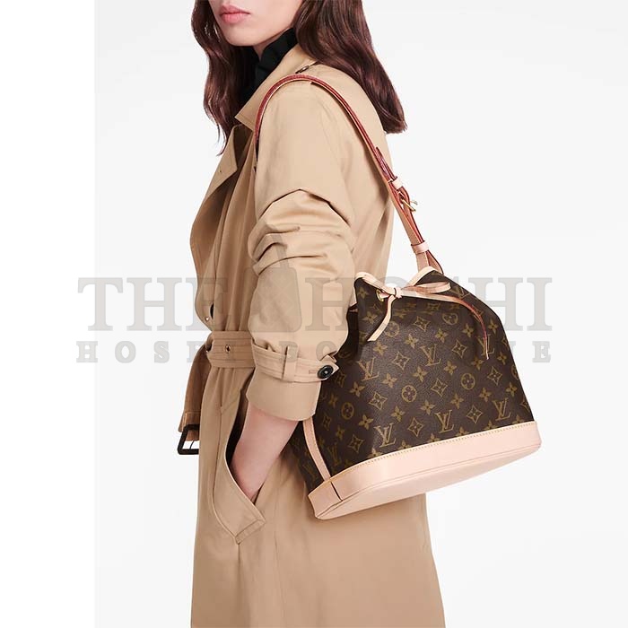 L0vis Vvtt0n LV Women Petit Noé Bucket Bag Monogram Coated Canvas Cowhide Leather Master Quality