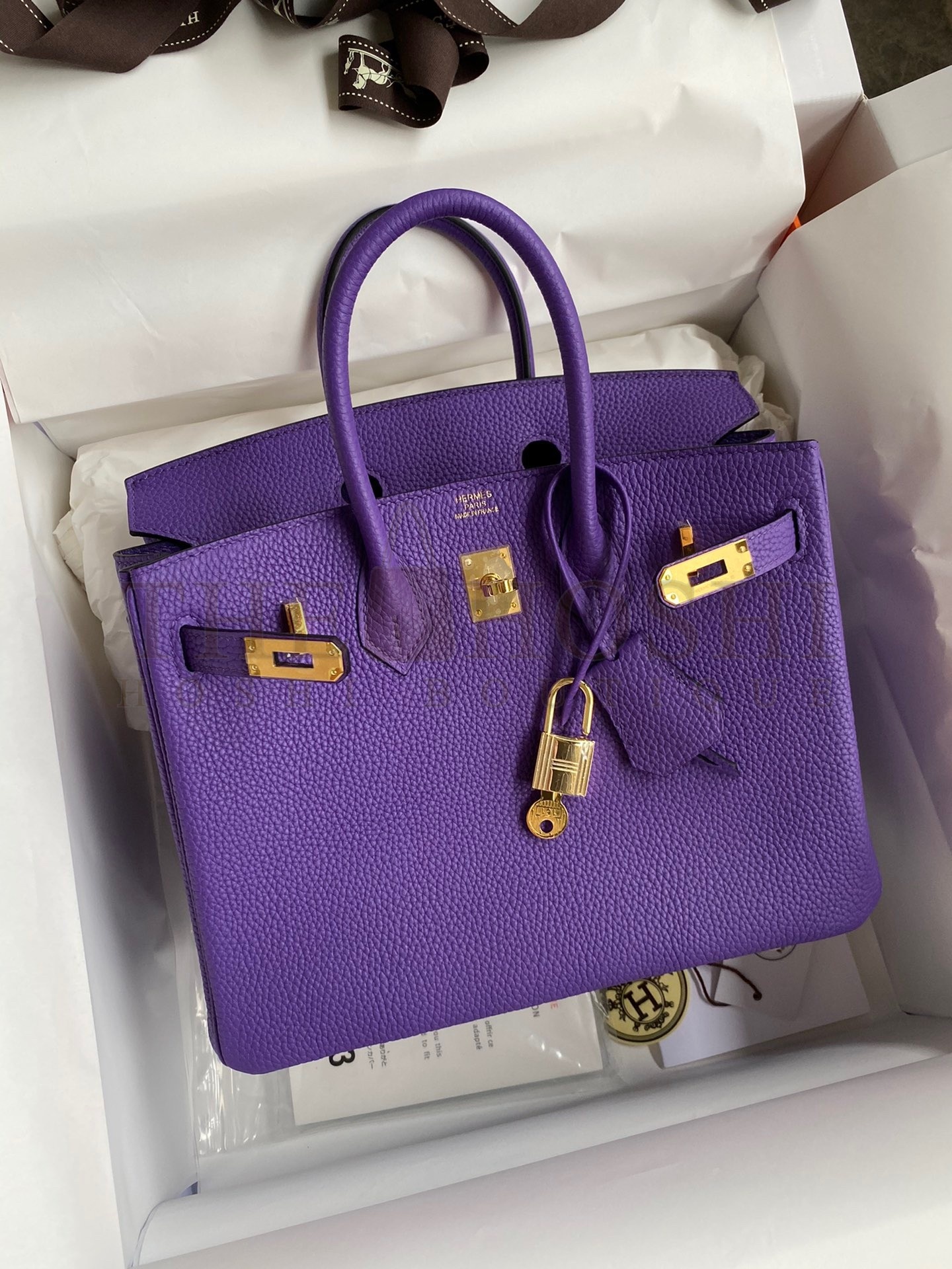 H**me5 Birkin 25 Retourne Handmade Bag In Violet Clemence Leather Master Quality