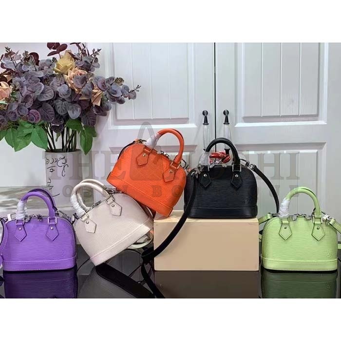 L0vis Vvtt0n LV Women Nano Alma Handbag Quartz White Epi Grained Cowhide Leather Master Quality