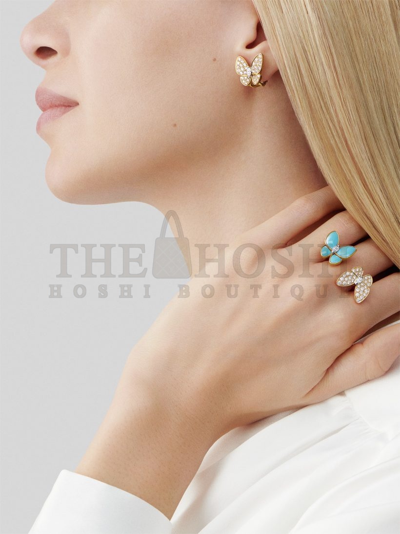 V*n Cl**f & Arpels Blue Butterfly & Full D1am0nd Butterfly Ring, Two Butterfly Between the Finger ring Master Quality