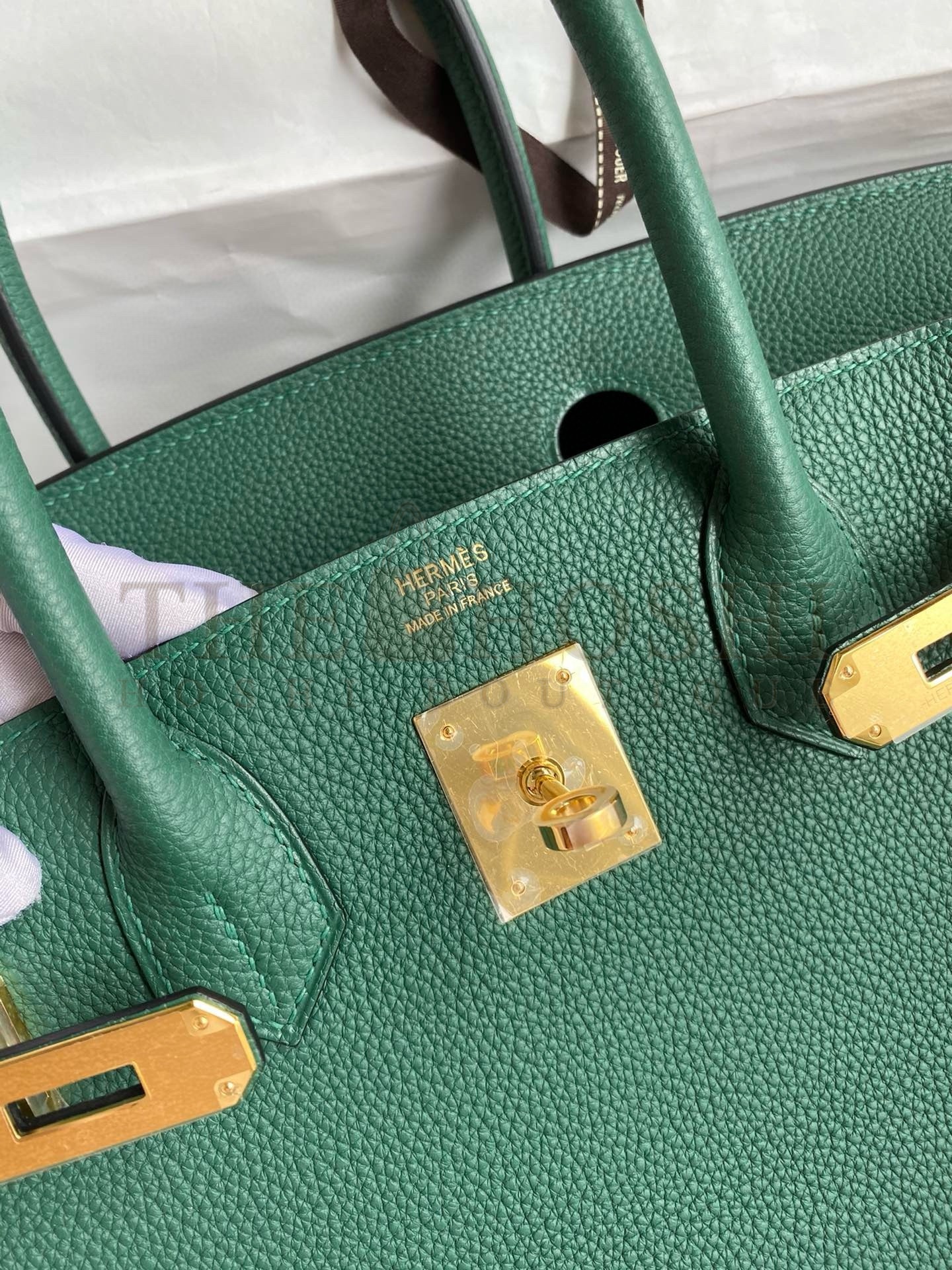 H**me5 Birkin 35 Retourne Handmade Bag in Malachite Clemence Leather Master Quality