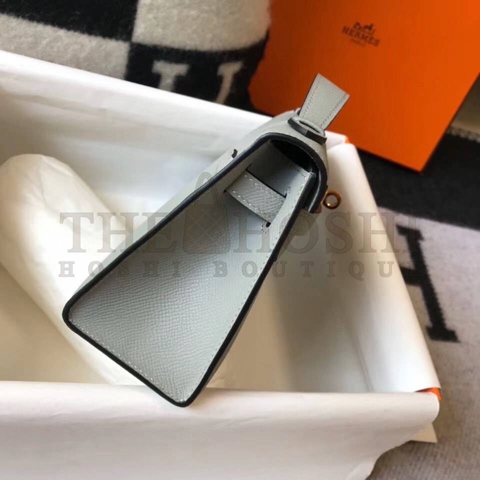 H**me5 Kelly Pochette Bag In Blue Glacier Epsom Leather Master Quality