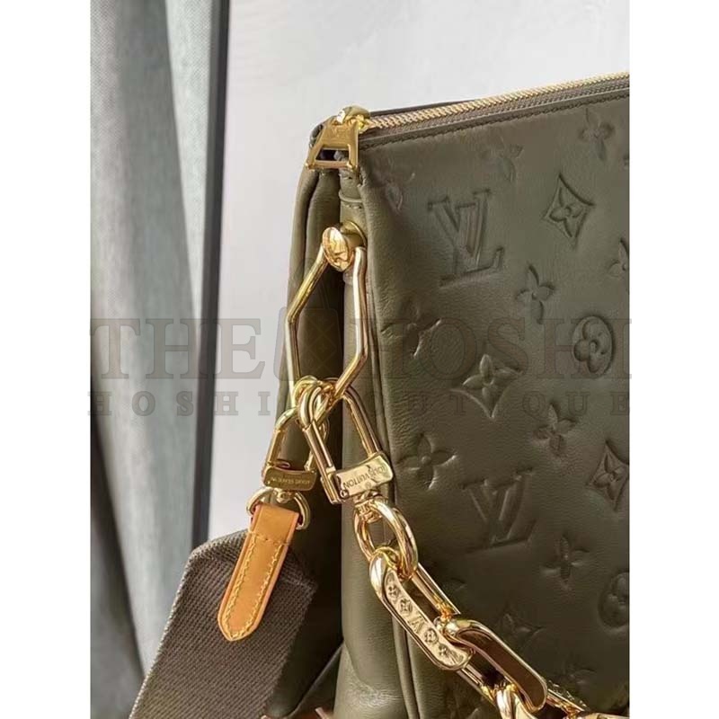 L0vis Vvtt0n LV Women Coussin MM Handbag Khaki Monogram Embossed Puffy Lambskin Master Quality