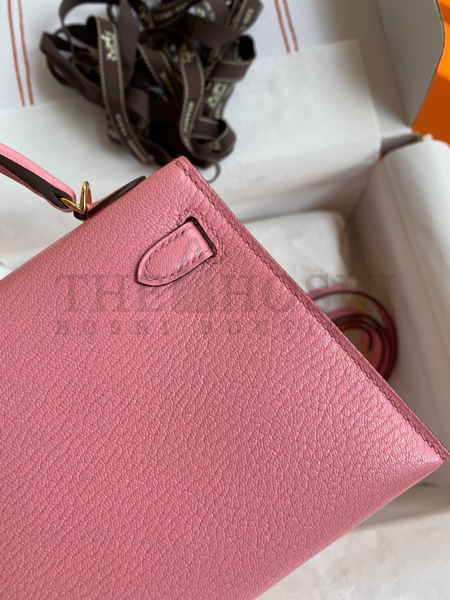H**me5 Kelly Mini II Sellier Handmade Bag In Rose Confetti Chevre Mysore Leather Master Quality