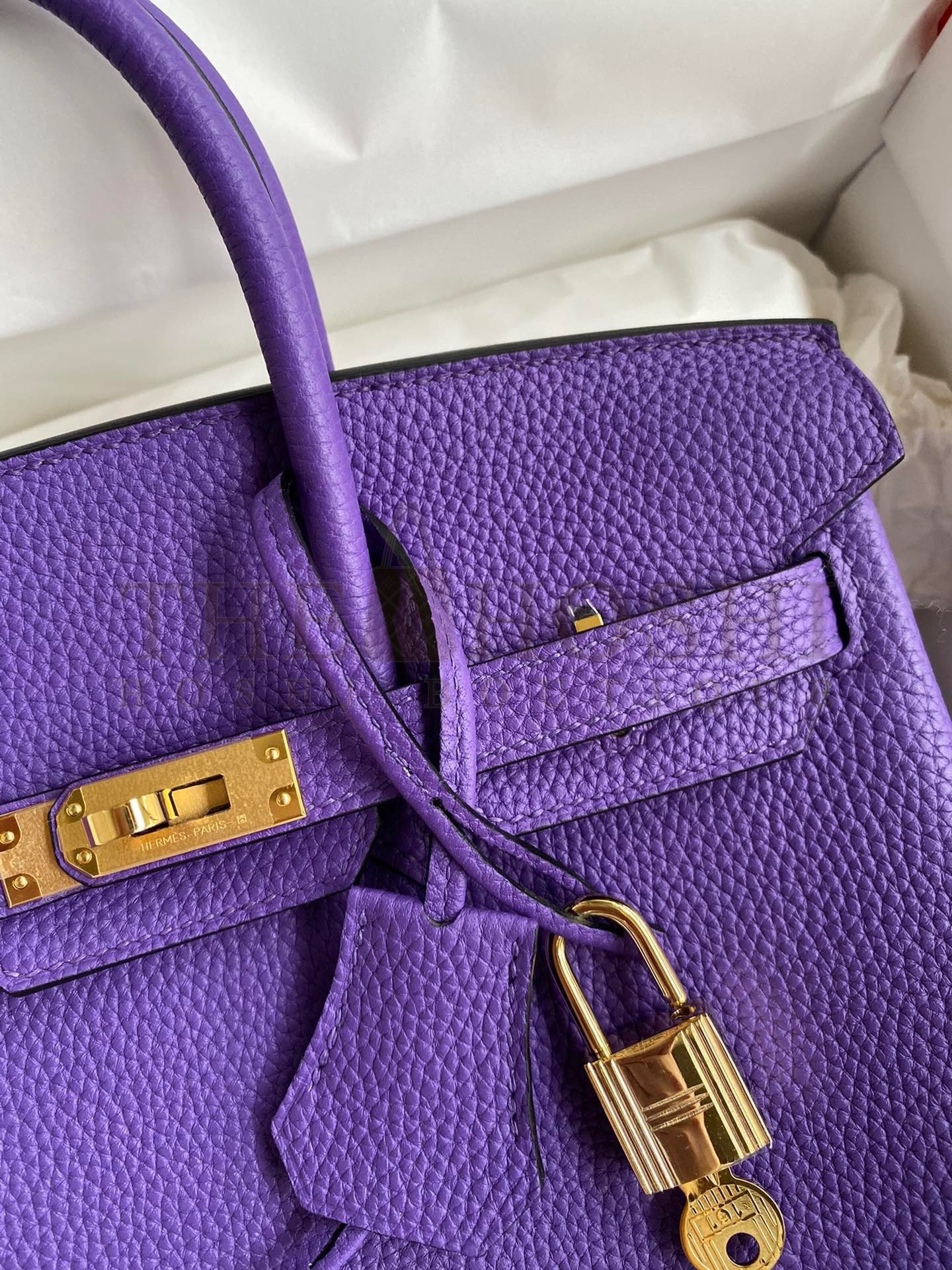 H**me5 Birkin 25 Retourne Handmade Bag In Violet Clemence Leather Master Quality