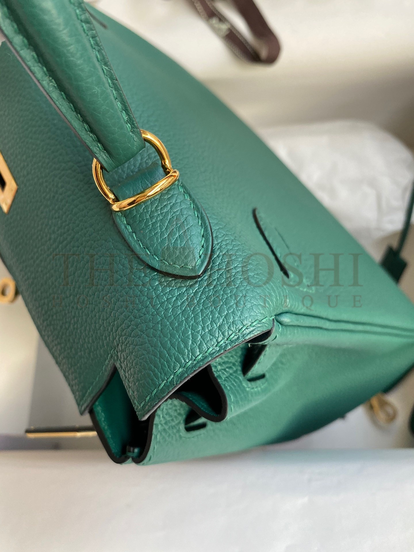 H**me5 Kelly Retourne 25 Handmade Bag In Blue Paon Clemence Leather Master Quality