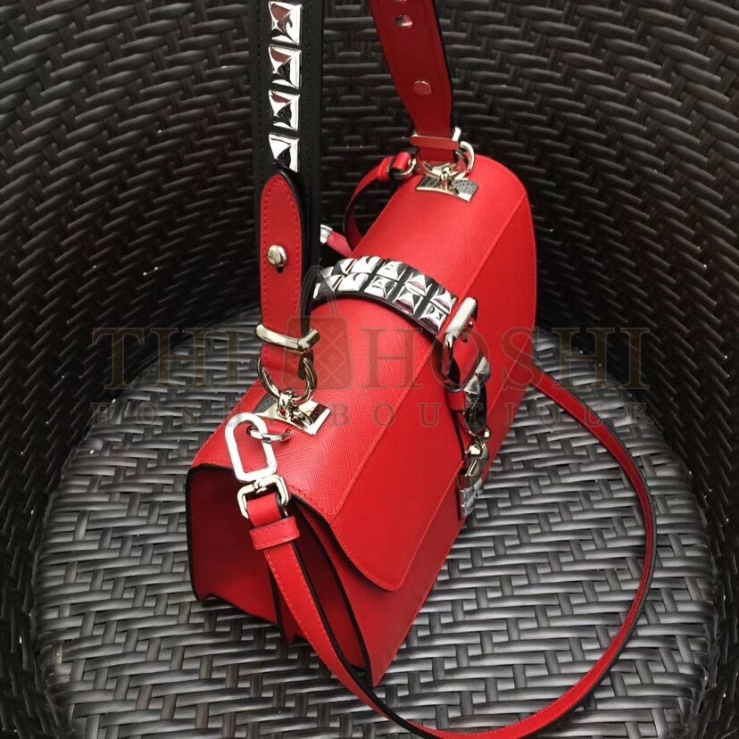 Pra*a Elektra Shoulder Bag In Red Calfskin Master Quality