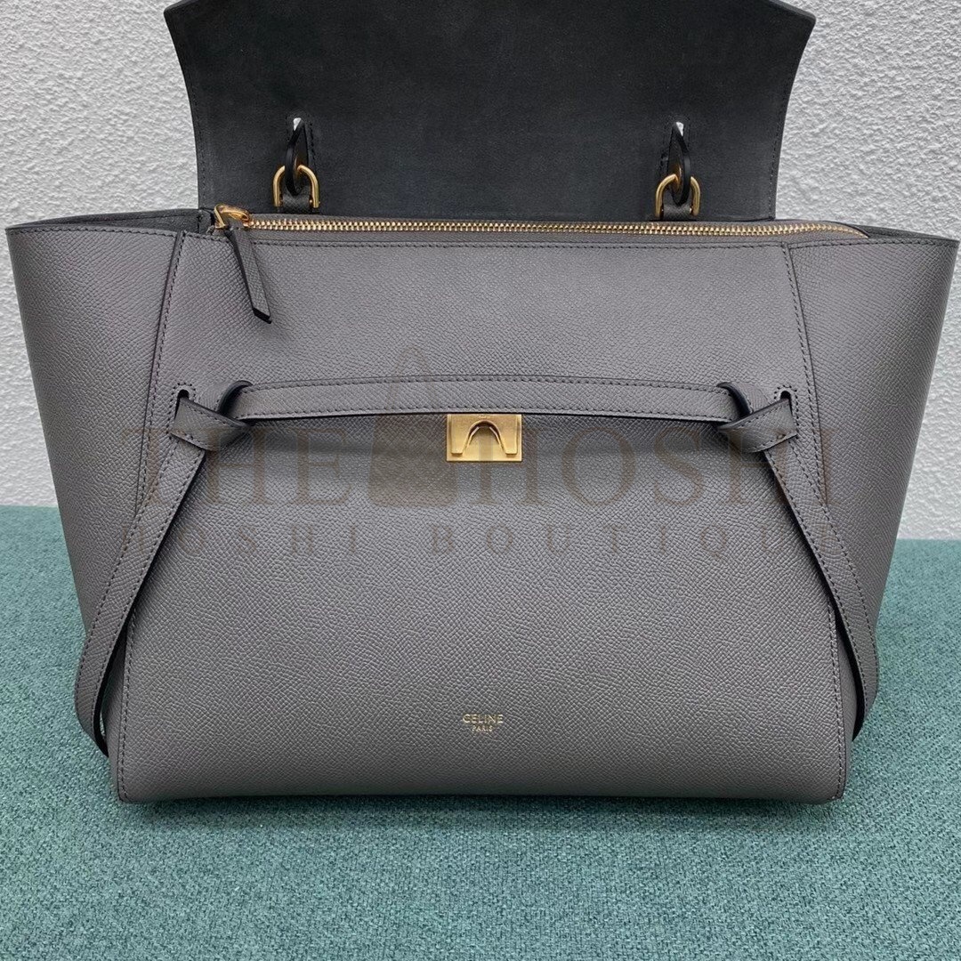Ce1i*e Belt Mini Bag In Grey Grained Calfskin Master Quality