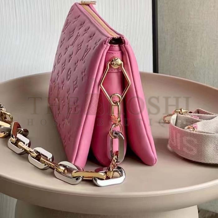 L0vis Vvtt0n LV Women Coussin PM Handbag Rose Bonbon Pink Lambskin Cowhide Leather Master Quality