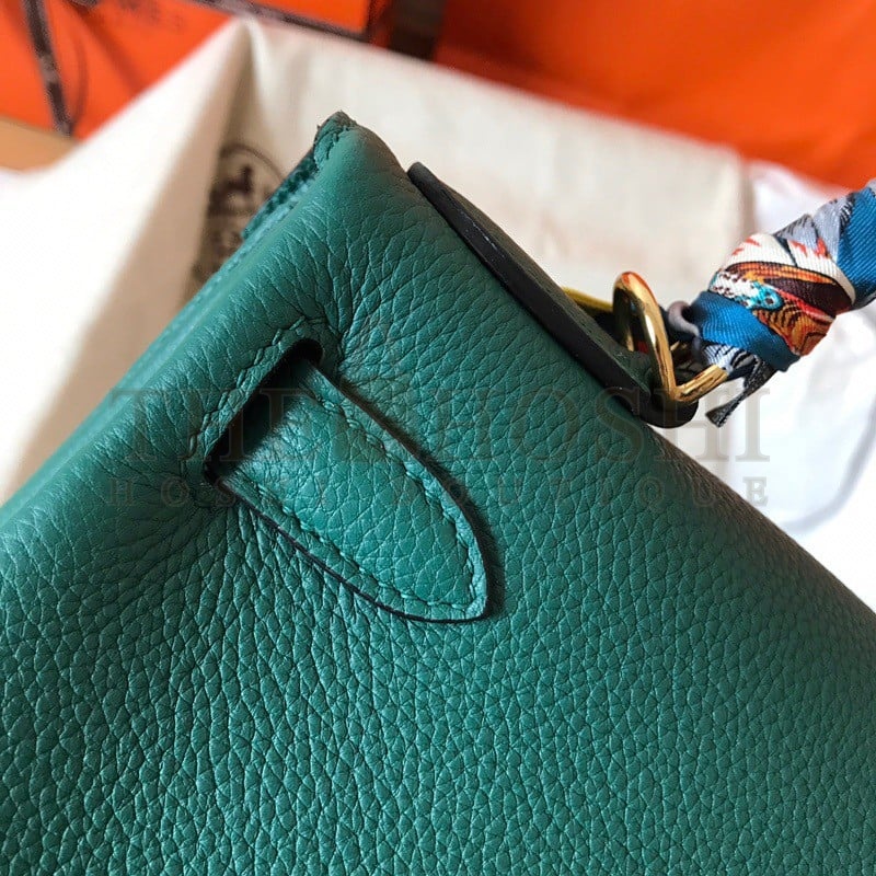 H**me5 Kelly Retourne 28 Handmade Bag In Malachite Clemence Leather Master Quality