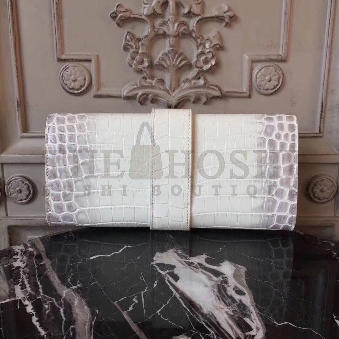 H**me5 Medor Clutch Bag In White Crocodile Leather Master Quality