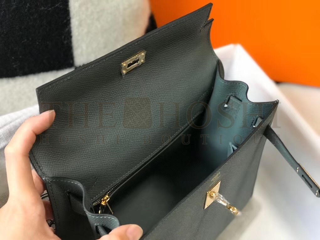 H**me5 Vert Amande Epsom Kelly 25cm Sellier Bag GHW Master Quality