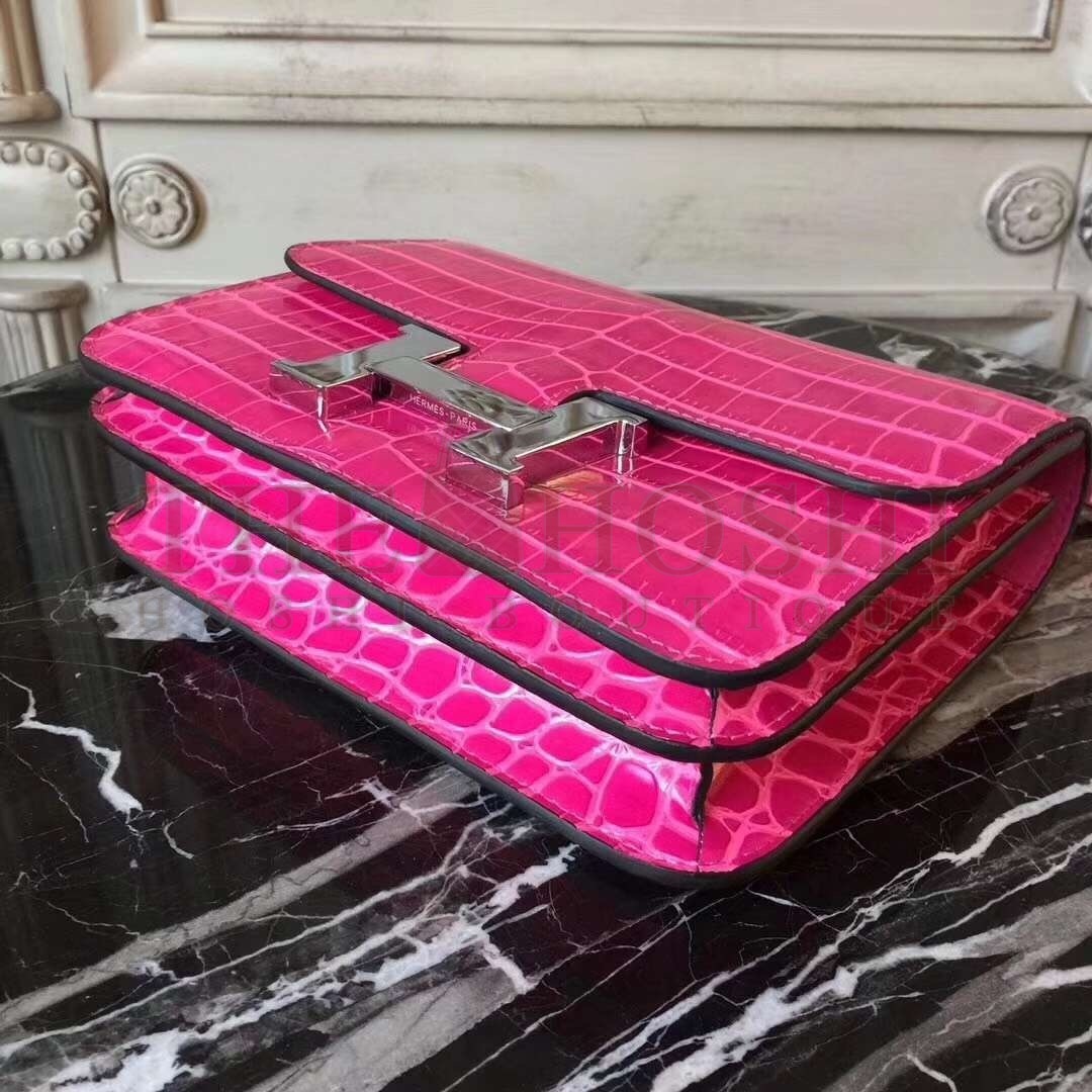 H**me5 Rose Red Constance MM 24cm Crocodile Bag Master Quality