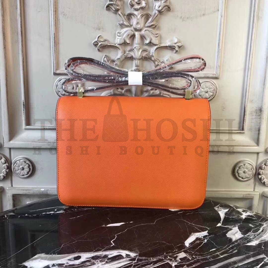 H**me5 Orange Constance MM 24cm Epsom Leather Bag Master Quality