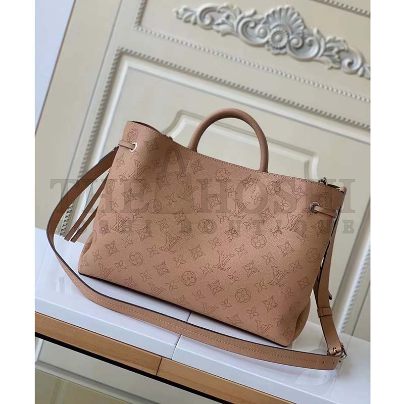 L0vis Vvtt0n LV Women Bella Tote Brown Mahina Perforated Calfskin Master Quality