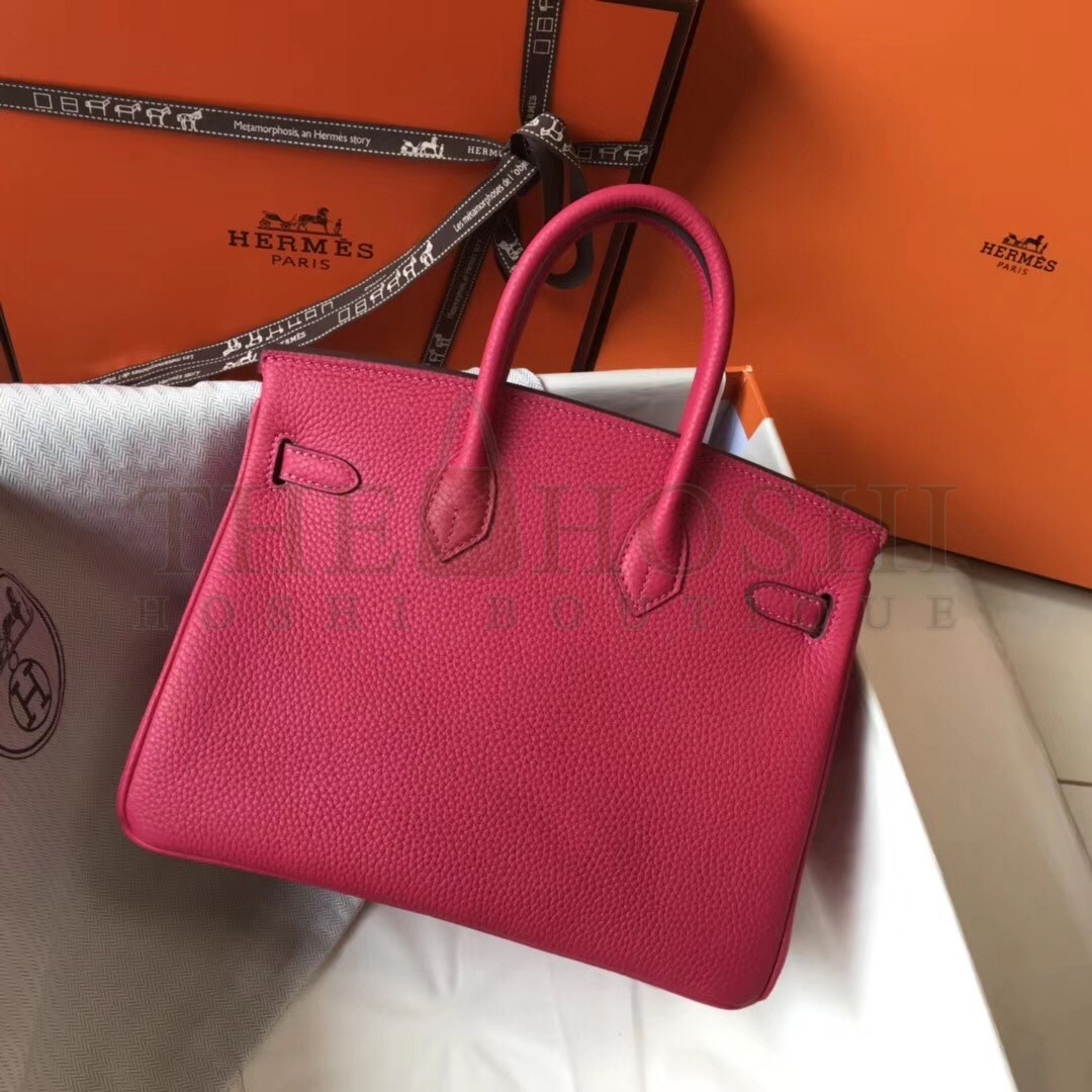 H**me5 Birkin 25cm Bag In Rose Red Clemence Leather Master Quality
