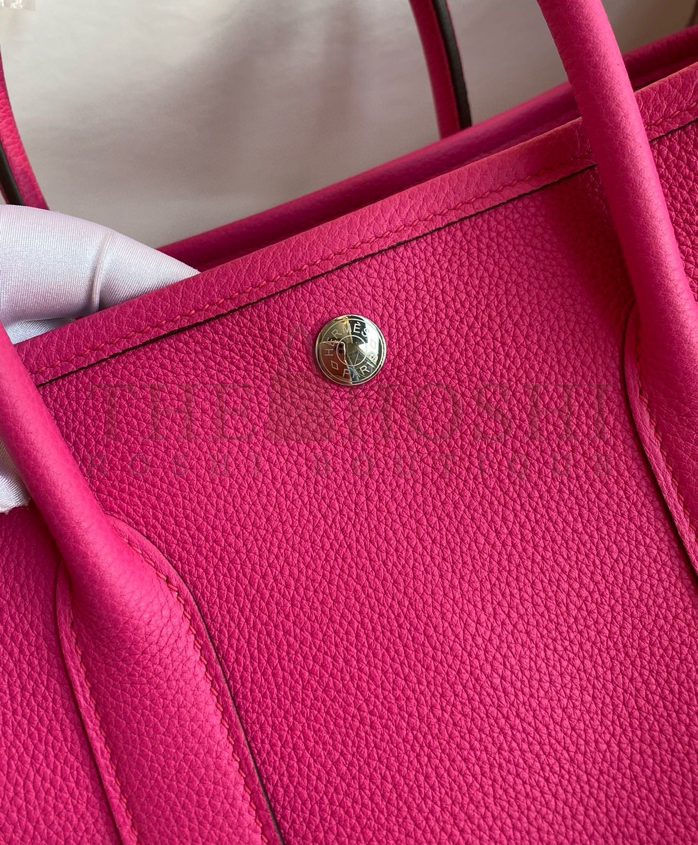 H**me5 Garden Party 30 Handmade Bag in Rose Red Clemence Leather Master Quality