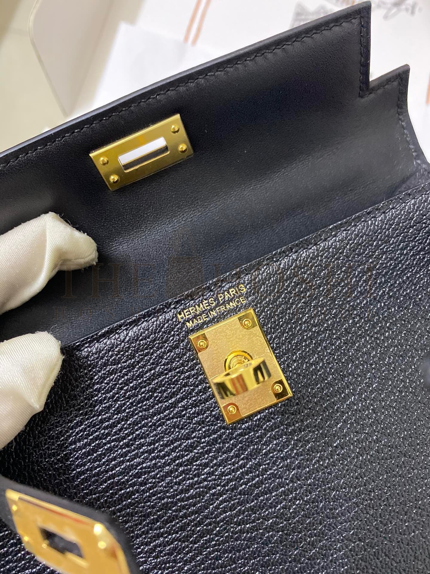 H**me5 Kelly Mini II Sellier Handmade Bag In Black Chevre Mysore Leather Master Quality