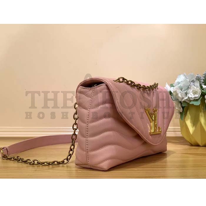 L0vis Vvtt0n LV Women New Wave Chain Bag MM Handbag Pink Smooth Cowhide Master Quality