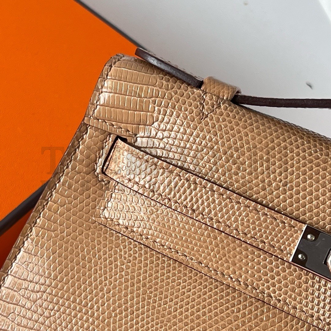H**me5 Kelly Pochette Handmade Bag In Chai Lizard Skin Master Quality