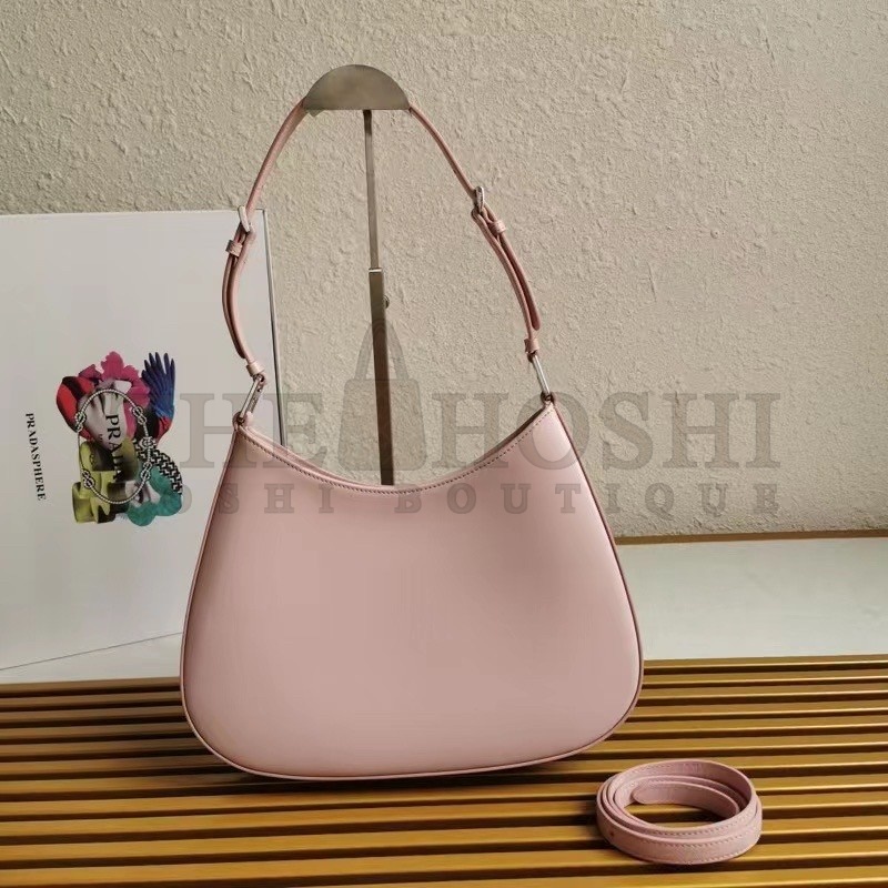 Pra*a Cleo Shoulder Large Bag In Pink Brushed Leather Master Quality