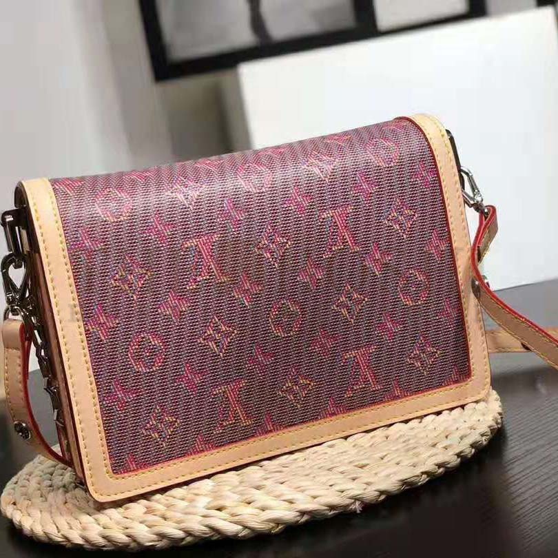 L0vis Vvtt0n LV Women Dauphine MM Handbag in Monogram Canvas-Pink Master Quality