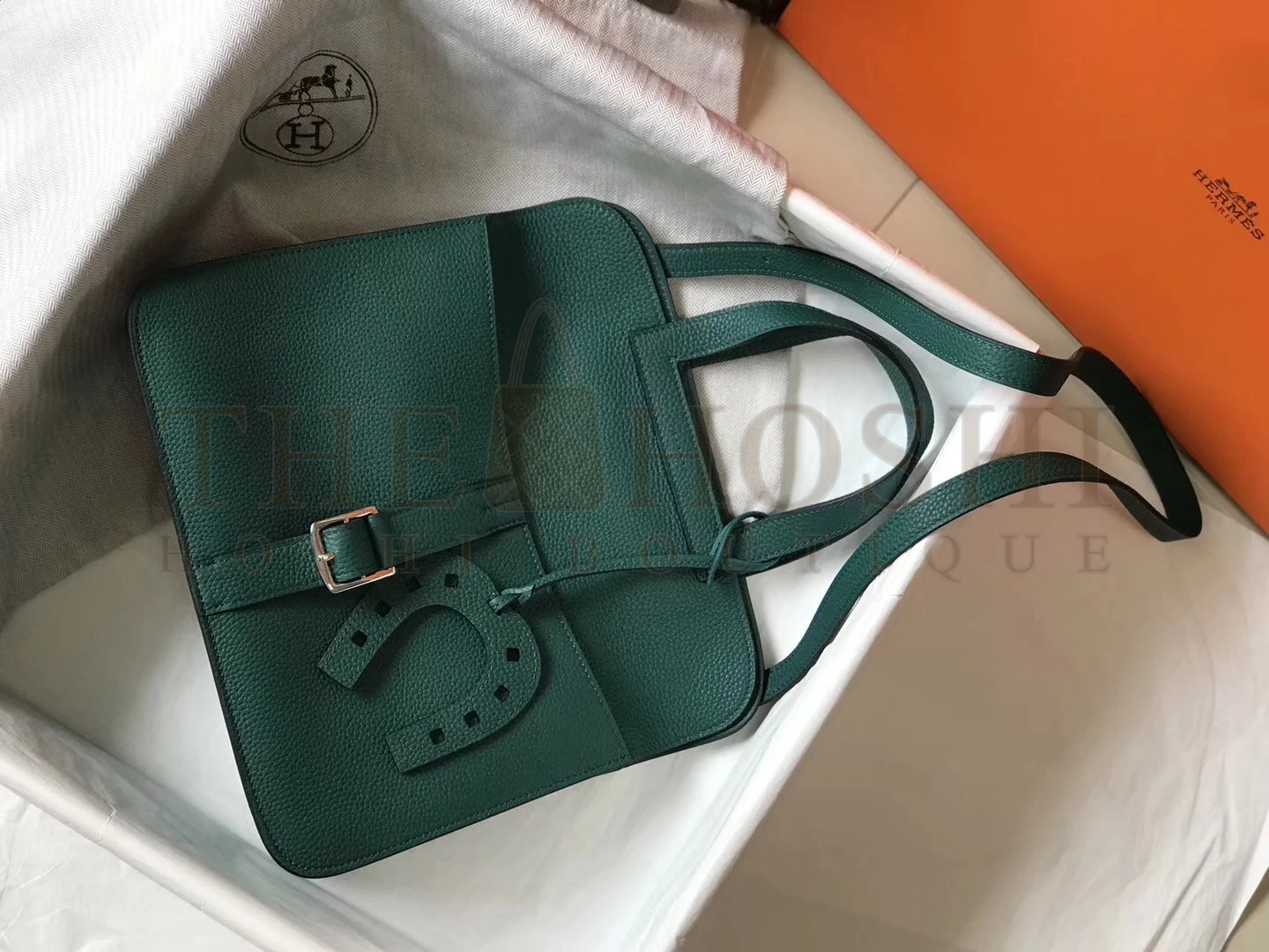 H**me5 Halzan 31cm Bag In Malachite Clemence Leather Master Quality