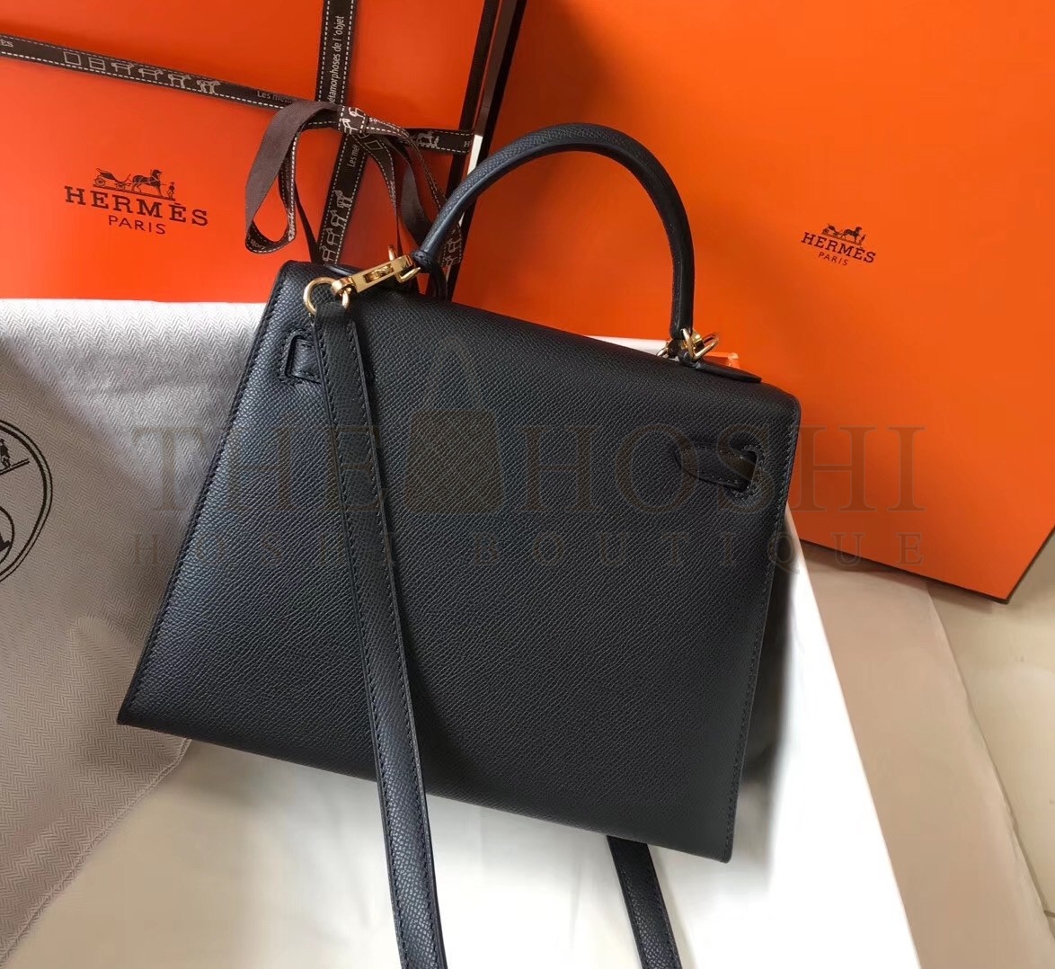 H**me5 Kelly 25cm Sellier Bag In Black Epsom Leather Master Quality