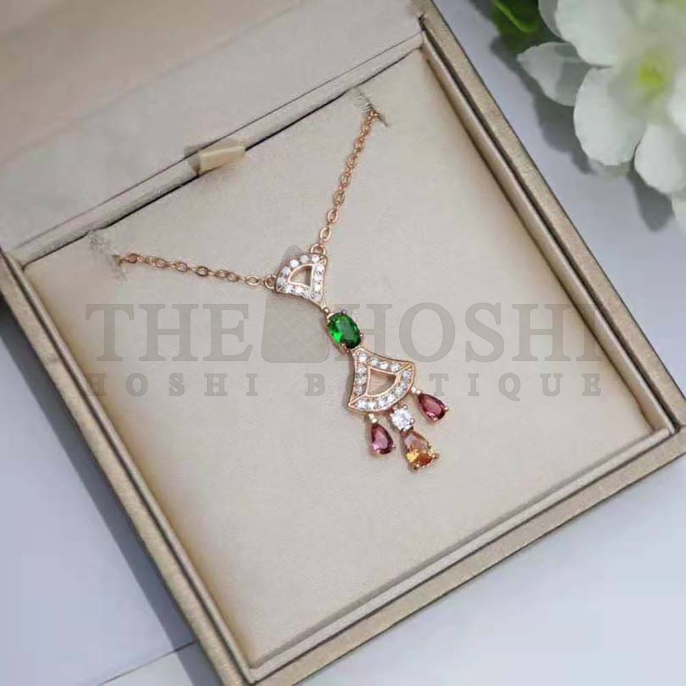 Bv1g*ai Women Divas Dream Necklace 18 KT Rose Gold Master Quality