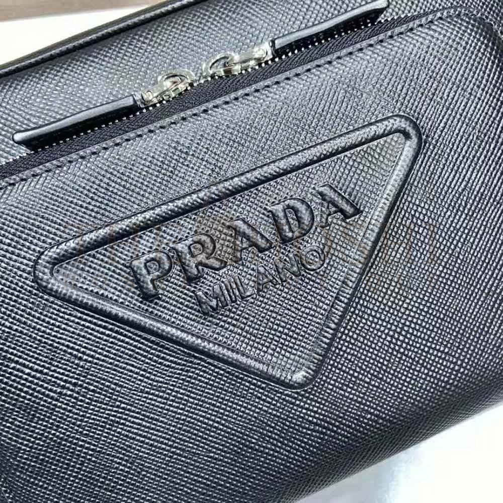 Pra*a Women Saffiano Leather Shoulder Bag With Iconic Pra*a Material-Black Master Quality