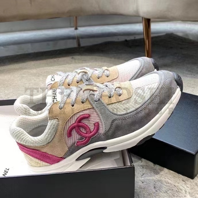 Ch**el Women CC Sneakers Fabric & Suede Calfskin Multicolor 1 Cm Heel Master Quality