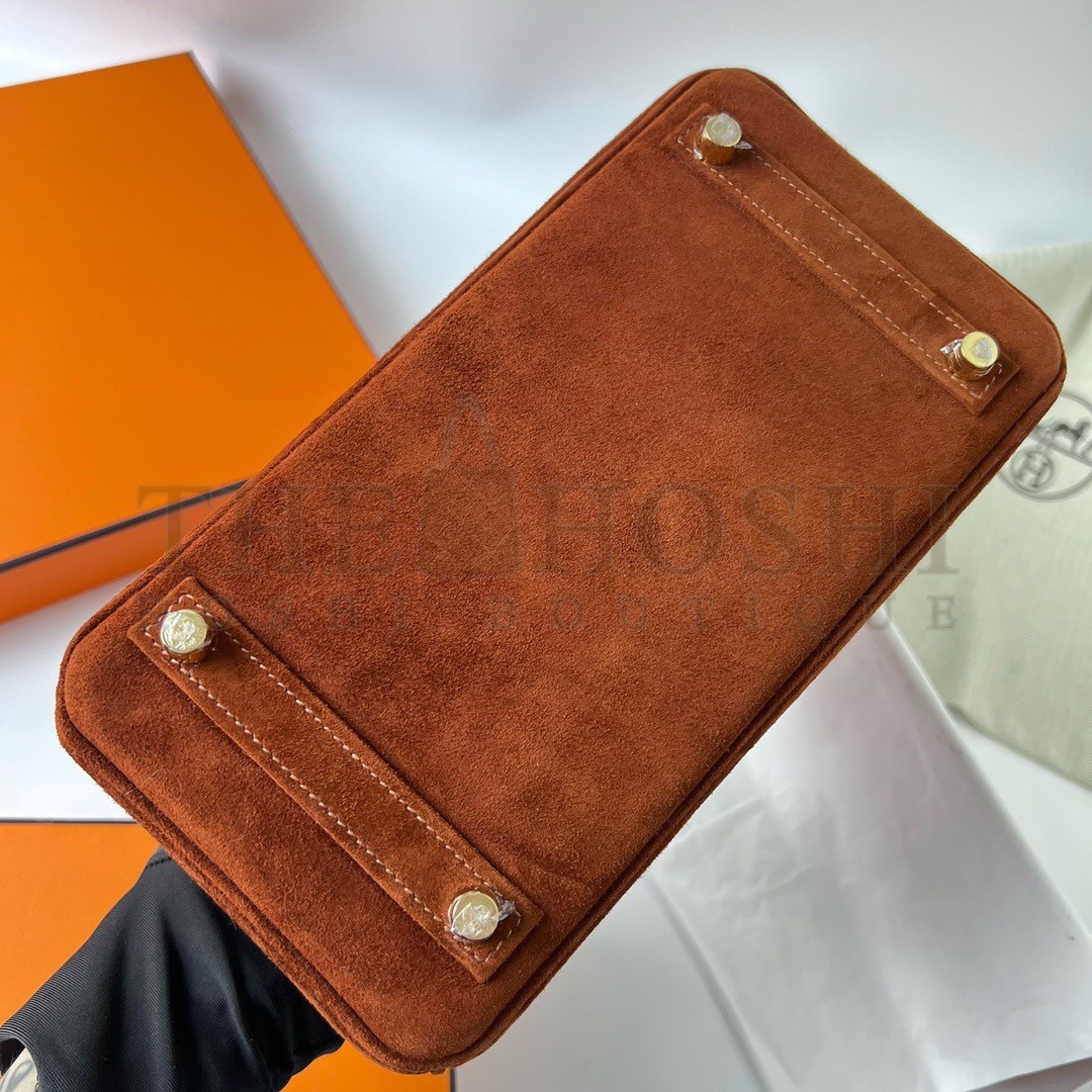 H**me5 Birkin 25 Retourne Handmade Bag In Brown Doblis Suede Leather Master Quality