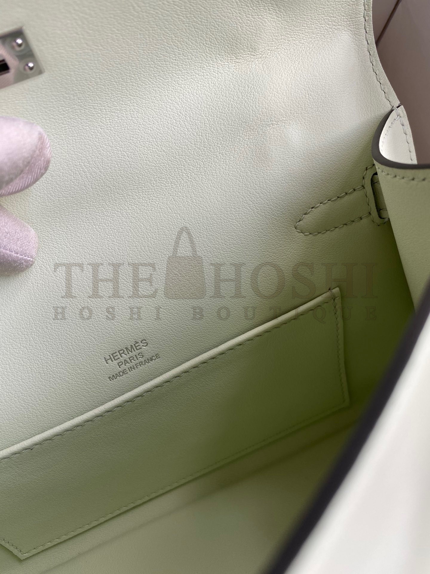 H**me5 Kelly Pochette Handmade Bag In Vert Fizz Swift Calfskin Master Quality