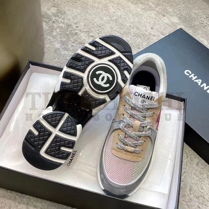 Ch**el Women CC Sneakers Fabric & Suede Calfskin Multicolor 1 Cm Heel Master Quality