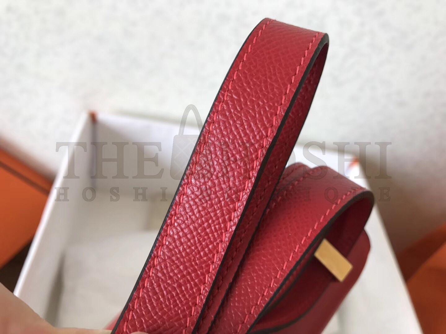 H**me5 Epsom Constance 24cm Red Handmade Bag Master Quality