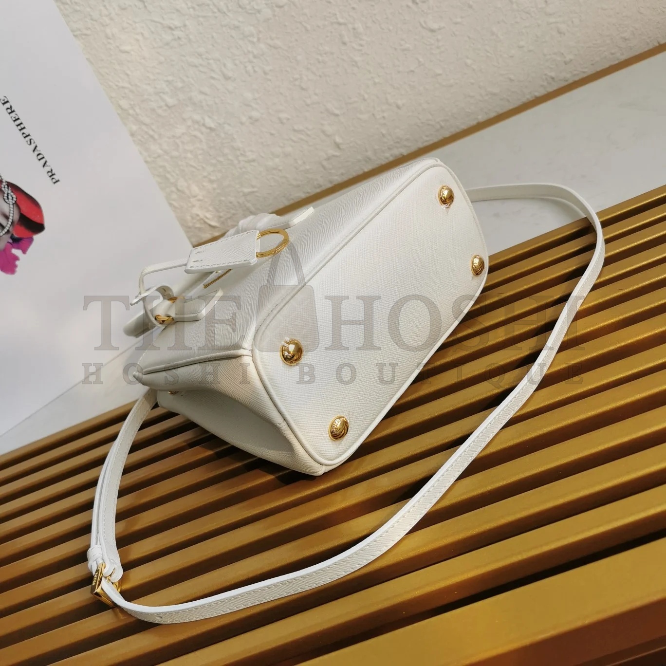 Pra*a Mini Galleria Bag In White Saffiano Leather Master Quality