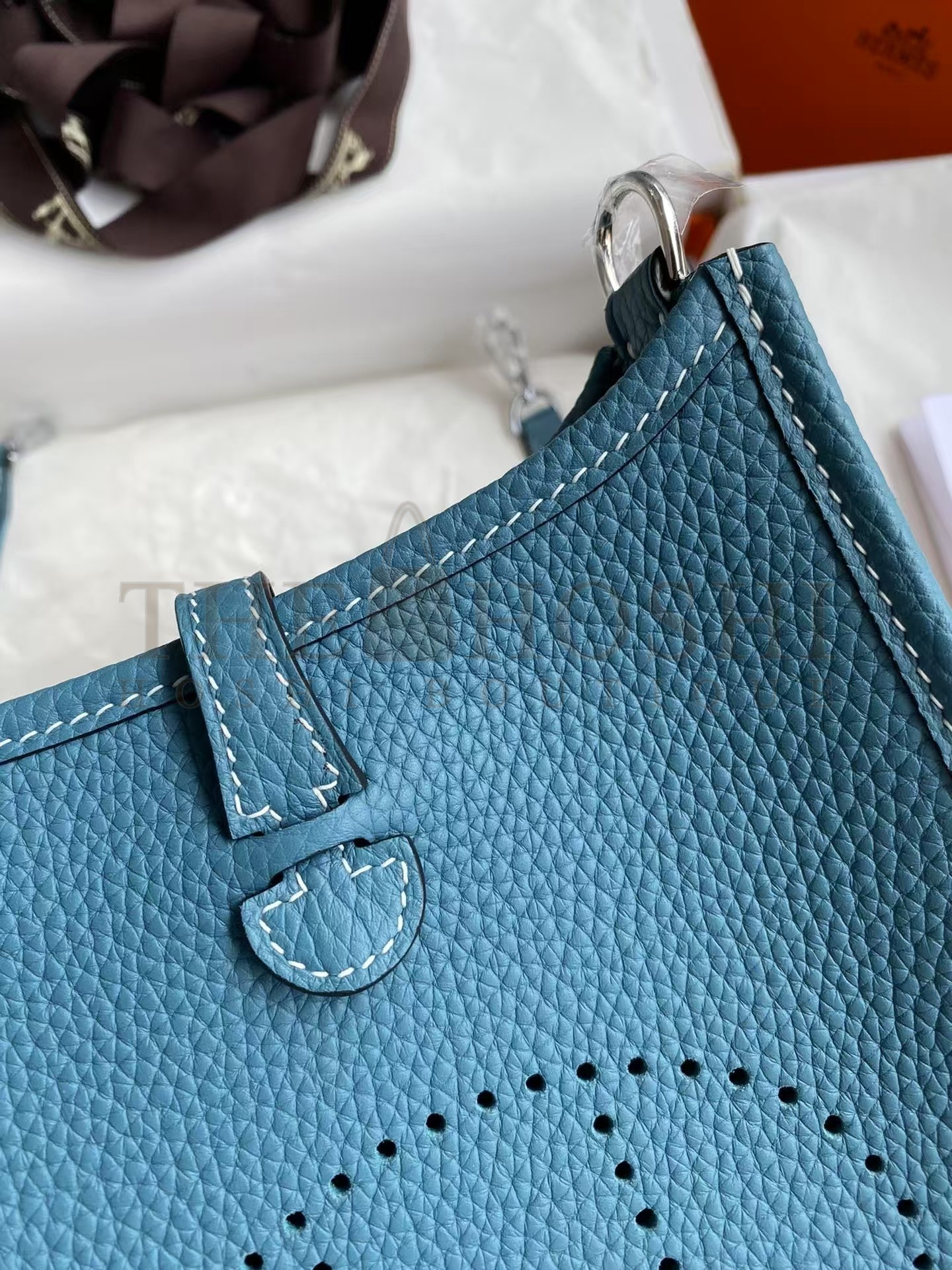 H**me5 Evelyne III TPM Bag In  blue Clemence Leather Master Quality