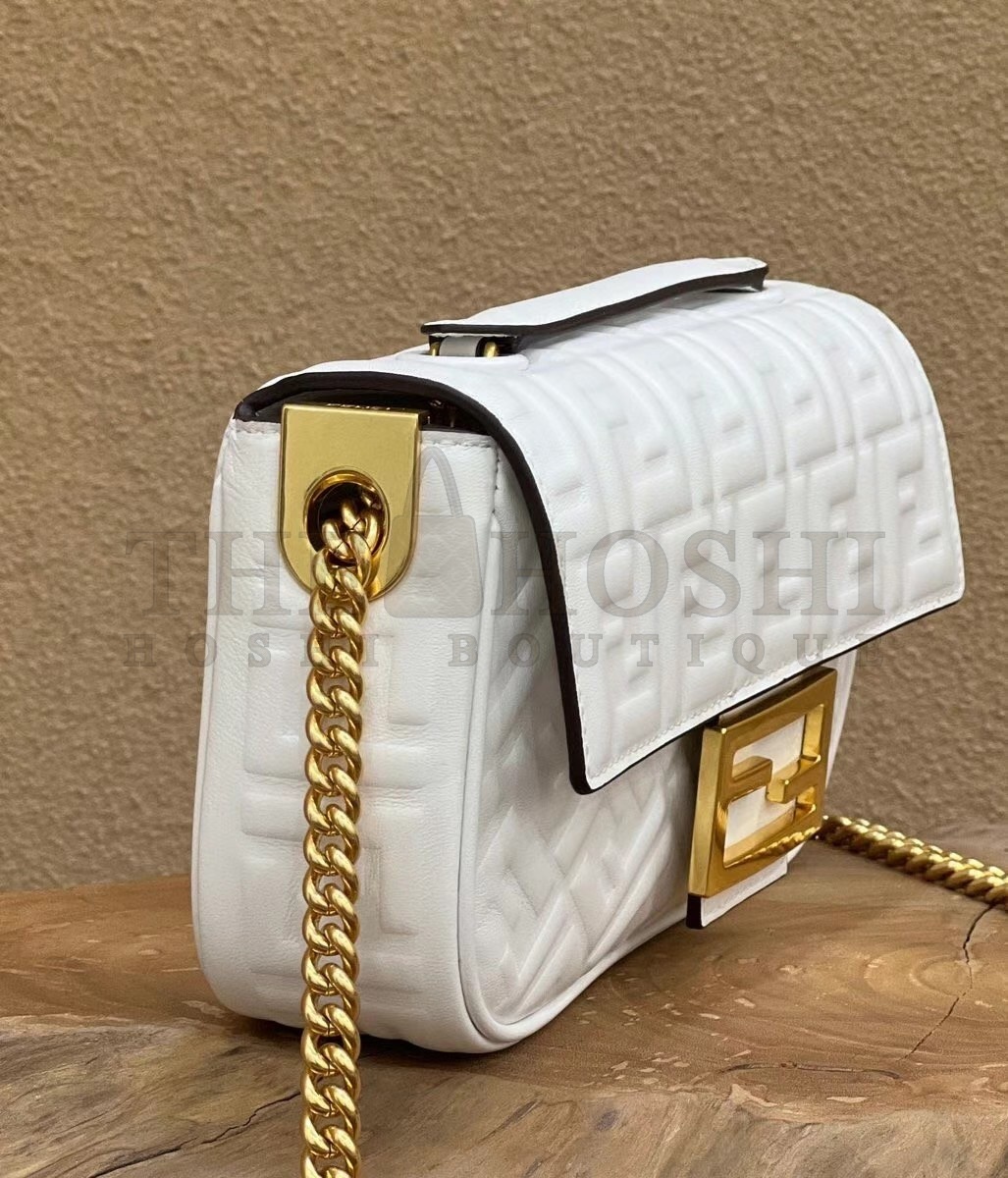 F**di Baguette Chain Midi Bag In White Nappa Leather Master Quality